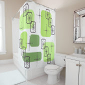 Mid Century Modern Chartreuse Green Douchegordijn (In situ)