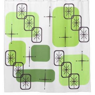 Mid Century Modern Chartreuse Green Douchegordijn