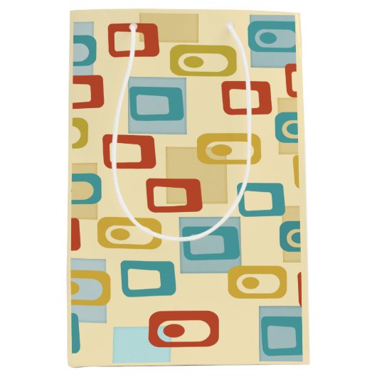 Mid Century Modern Cheerful Geo Pod Patroon Medium Cadeauzakje (Voorkant)