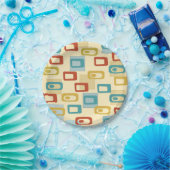 Mid Century Modern Cheerful Geo Pod Patroon Papieren Bordje (Feest)