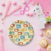 Mid Century Modern Cheerful Geo Pod Patroon Papieren Bordje (Feest)