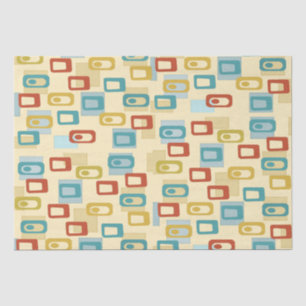 Mid Century Modern Cheerful Geo Pod Patroon Tissuepapier
