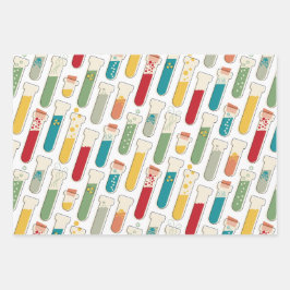 Mid Century Modern Chemistry Test Tube Stripe Inpakpapier Vel
