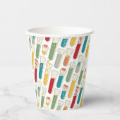 Mid Century Modern Chemistry Test Tube Stripe Papieren Bekers (Voorkant)