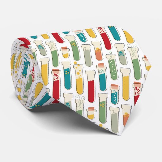 Mid Century Modern Chemistry Test Tube Stripe Stropdas (Opgerold)