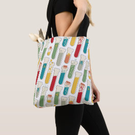 Mid Century Modern Chemistry Test Tube Stripe Tote Bag