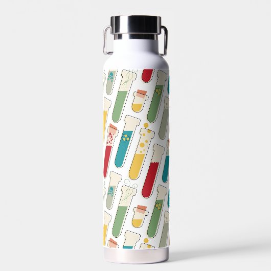 Mid Century Modern Chemistry Test Tube Stripe Waterfles (Voorkant)