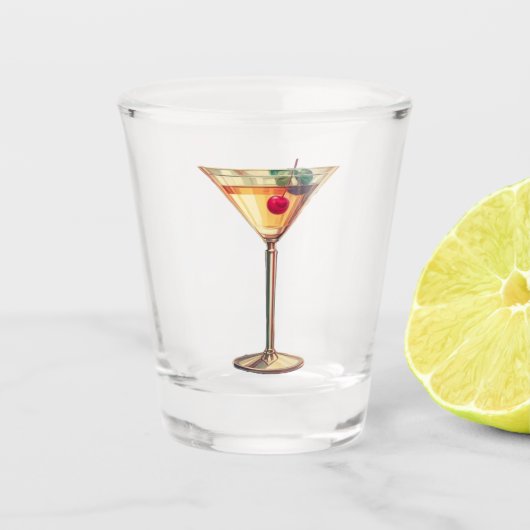 Mid Century Modern Cherry Martini Shot Glas (Voorkant)