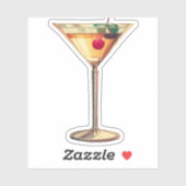 Mid Century Modern Cherry Martini Sticker (Vel)