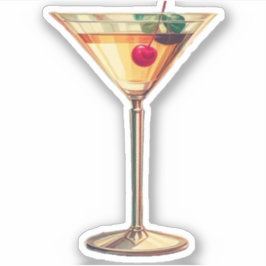 Mid Century Modern Cherry Martini Sticker