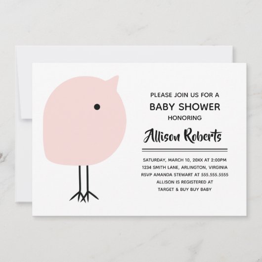 Mid Century Modern Chick Baby shower Kaart (Voorkant)