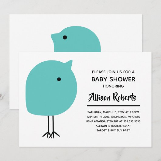 Mid Century Modern Chick Baby shower Kaart (Voorkant / Achterkant)