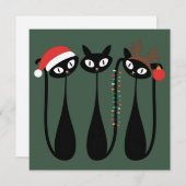 Mid Century Modern Christmas Cats Retro Classic Feestdagenkaart (Voorkant / Achterkant)