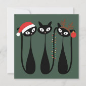 Mid Century Modern Christmas Cats Retro Classic Feestdagenkaart (Voorkant)