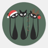 Mid Century Modern Christmas Cats Retro Classic Ronde Sticker (Voorkant)