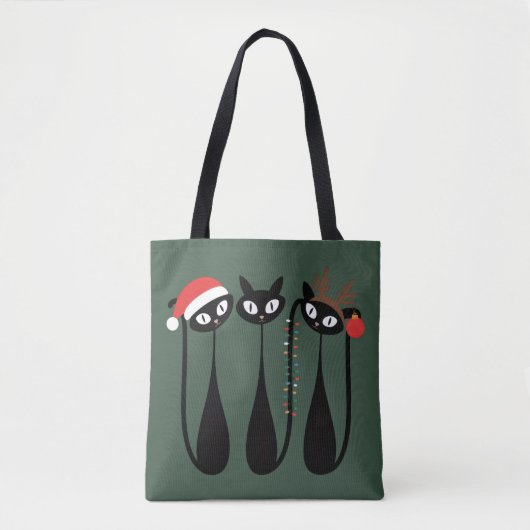 Mid Century Modern Christmas Cats Retro Classic Tote Bag (Voorkant)
