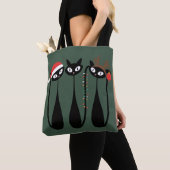 Mid Century Modern Christmas Cats Retro Classic Tote Bag (Dichtbij)
