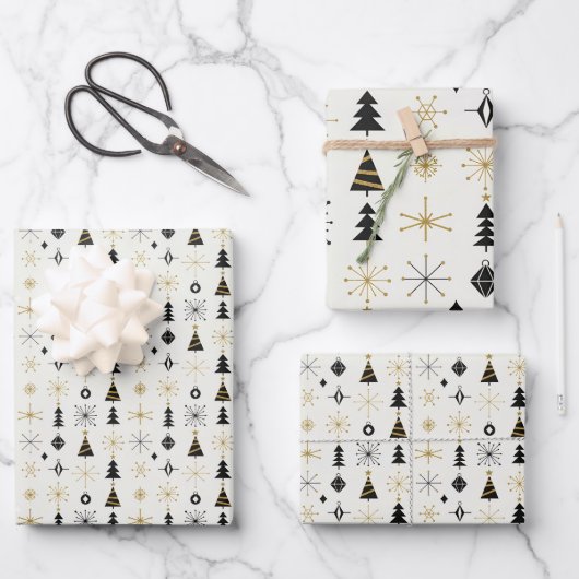 Mid Century Modern Christmas Icons Inpakpapier Vel (Voorkant)