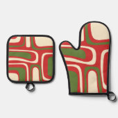 Mid Century Modern Christmas Palm Springs Abstract Ovenwant & Pannenlap Set (Voorkant)