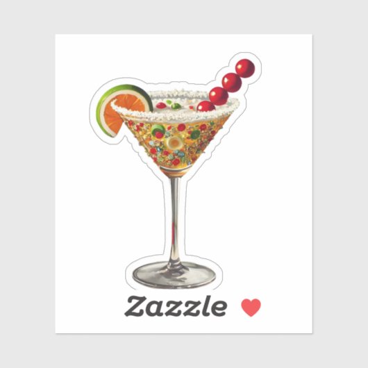 Mid Century Modern Christmas Snoep Martini Sticker (Vel)