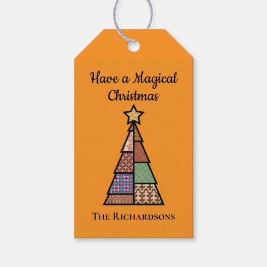 Mid-century Modern Christmas Tree Gift Label Cadeaulabel (Voorkant)