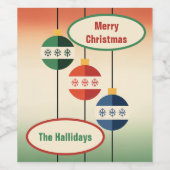 Mid Century Modern Christmas Wijn Etiket (Enkel label)