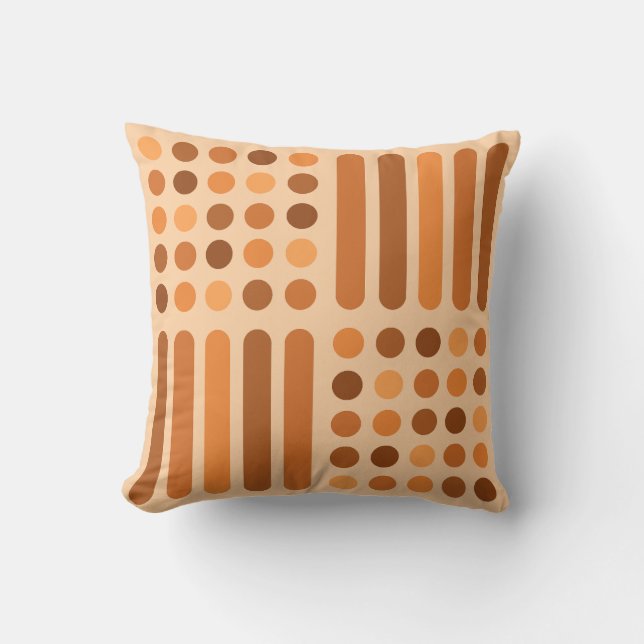 Mid Century Modern Circles Lines Oranje Kussen (Voorkant)