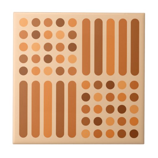 Mid Century Modern Circles Lines Oranje Tegeltje (Voorkant)