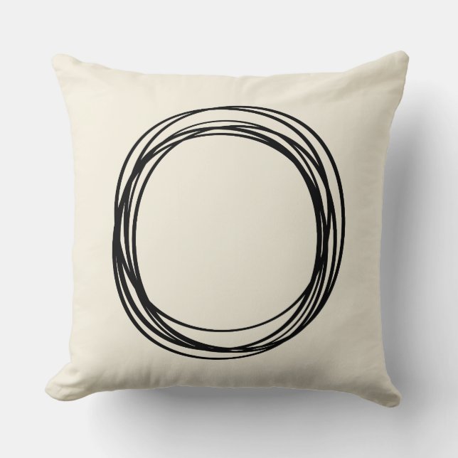 Mid Century Modern Circles Worpillow in Zwart Kussen (Voorkant)