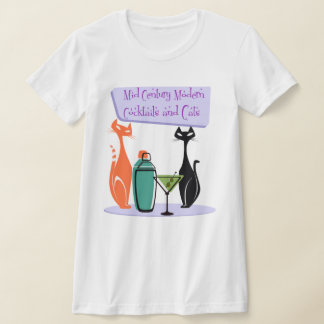 Mid Century Modern Cocktails & Cats T-shirt