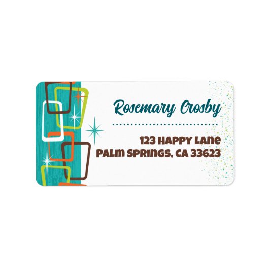 Mid-Century Modern Cocktails Retouradreslabels Etiket (Voorkant)