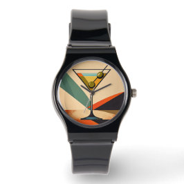 Mid Century Modern Color Block Martini Art Horloge