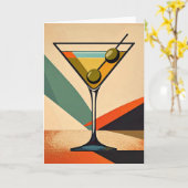 Mid Century Modern Color Block Martini Art Kaart (Gele Bloem)