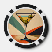 Mid Century Modern Color Block Martini Art Poker Chips (Achterkant)
