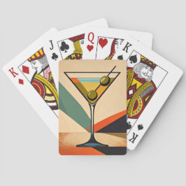 Mid Century Modern Color Block Martini Art Pokerkaarten
