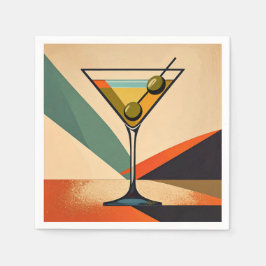 Mid Century Modern Color Block Martini Art Servet