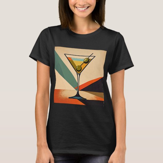 Mid Century Modern Color Block Martini Art T-shirt (Voorkant)