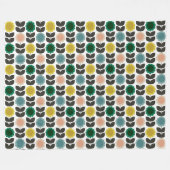  Mid-Century Modern Colored Retro Groovy Flowers  Fleece Deken (Voorkant (Horizontaal))