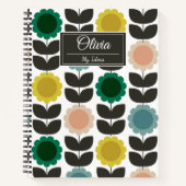  Mid-Century Modern Colored Retro Groovy Flowers  Notitieboek (Voorkant)