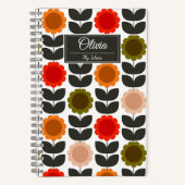  Mid-Century Modern Colored Retro Groovy Flowers  Notitieboek (Voorkant)