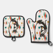 Mid Century Modern Cool Cat 50's Ovenwant & Pannenlap Set (Voorkant)