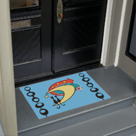 Mid Century Modern Cool Cat Boomerang Moon Doormat Deurmat