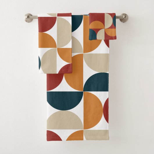 Mid-Century Modern Copper Firefly Bad Handdoek (Insitu)