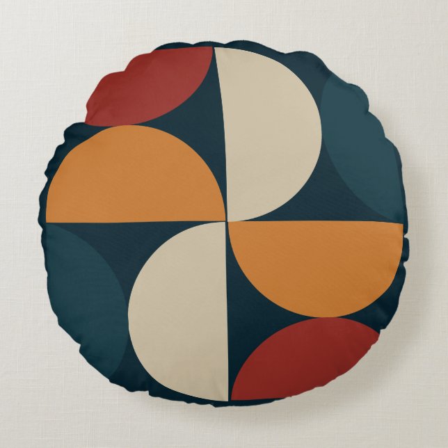 Mid-Century Modern Copper Firefly Rond Kussen (Voorkant)