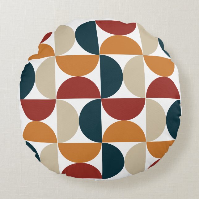 Mid-Century Modern Copper Firefly Rond Kussen (Voorkant)