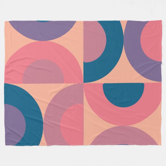 Mid-Century Modern Coral Zee Fleece Deken (Voorkant (Horizontaal))