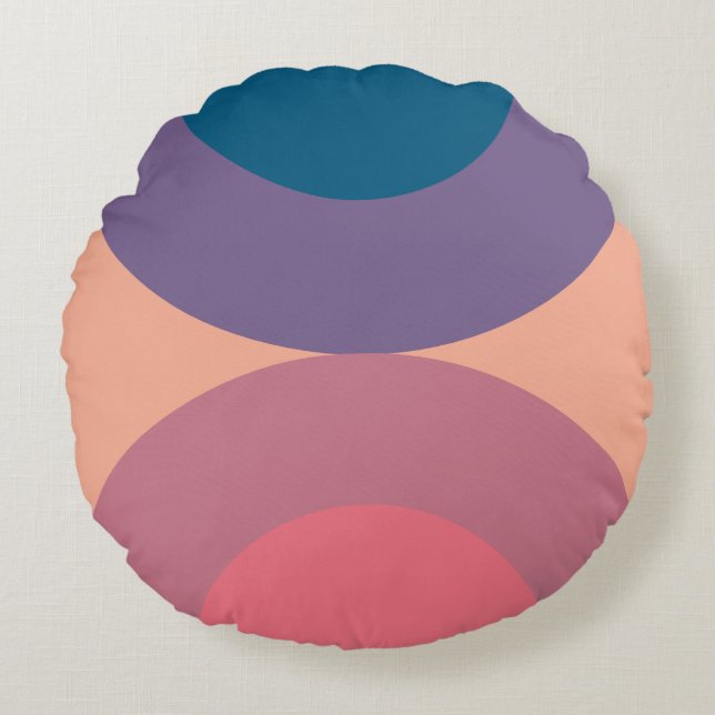 Mid-Century Modern Coral Zee Rond Kussen (Voorkant)