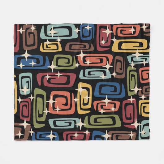 Mid Century Modern Cosmic Galaxies Fleece Deken (Voorkant (Horizontaal))