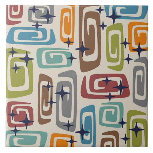 Mid Century Modern Cosmic Galaxies Tegeltje (Voorkant)