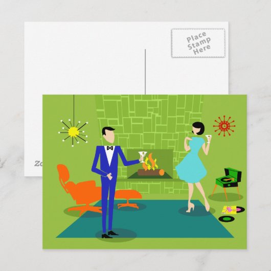 Mid Century Modern Couple Briefkaart (Voorkant / Achterkant)